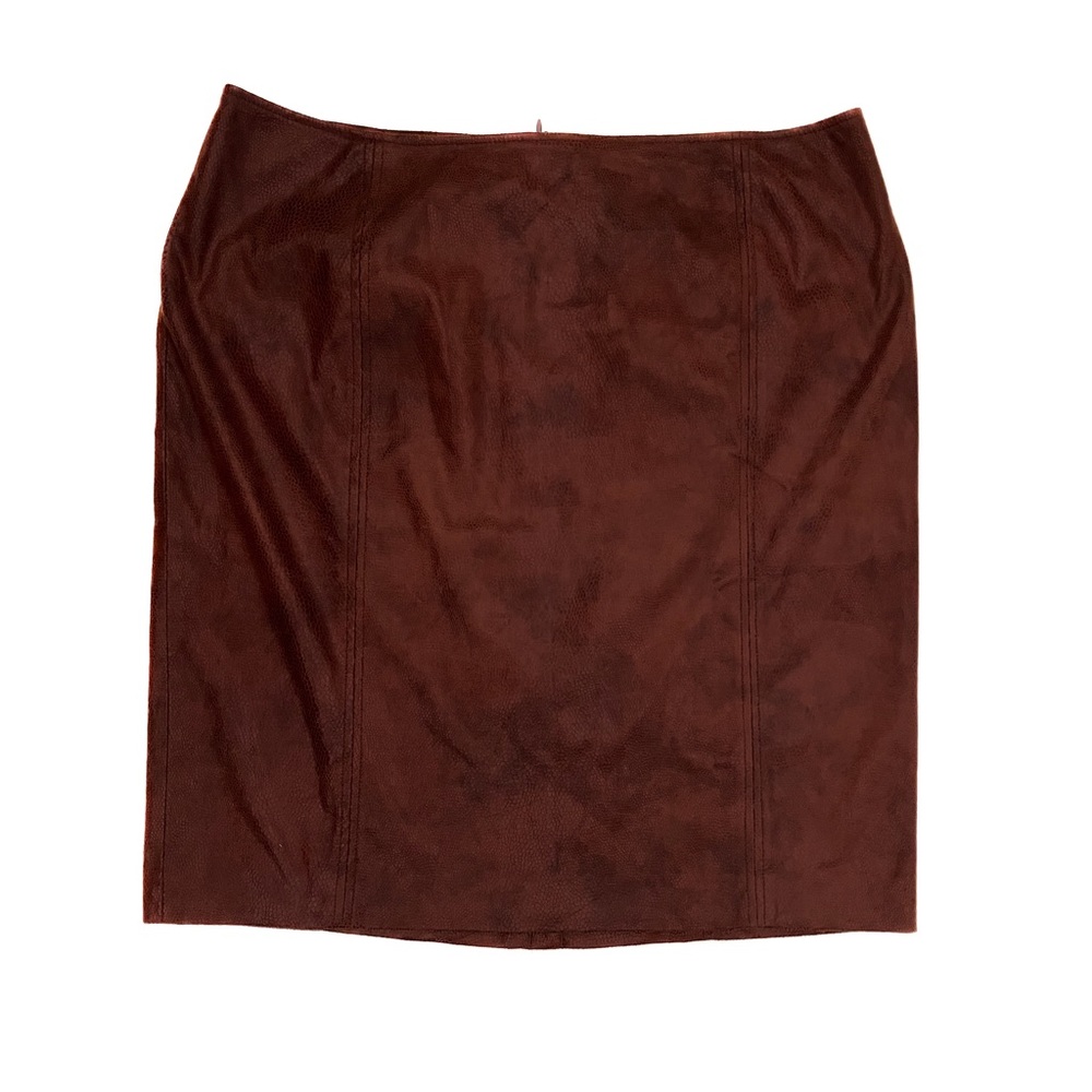 Chico’s Women’s Faux Leather Snakeskin Print Pencil Skirt In Rich Mahoga…